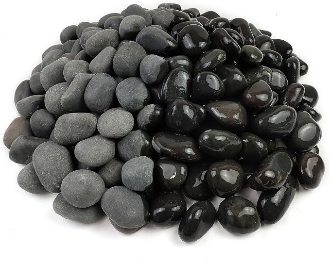 FANTIAN 20 lbs Black River Rocks for Landscaping, 1-2 Inch Stones Natural Decorative Black Pebbles for Planters Aquarium Outdoor Garden Walkways Paving and Yards