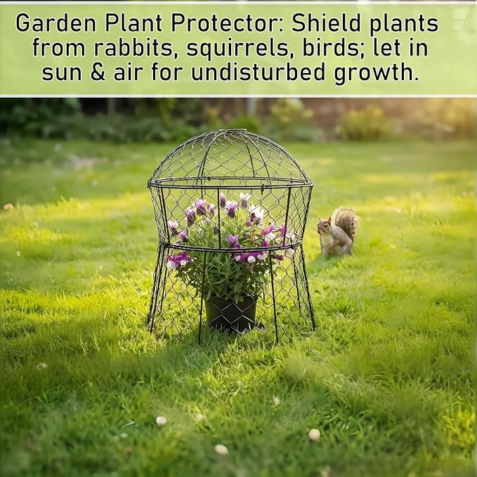Garden Cloches for Plants 2 Pack Metal Plant Protectors from Animals Chicken Wire Cloche Updated Plant Cages for Outdoor Plants Vegetables Seedlings 13" D x 14" H