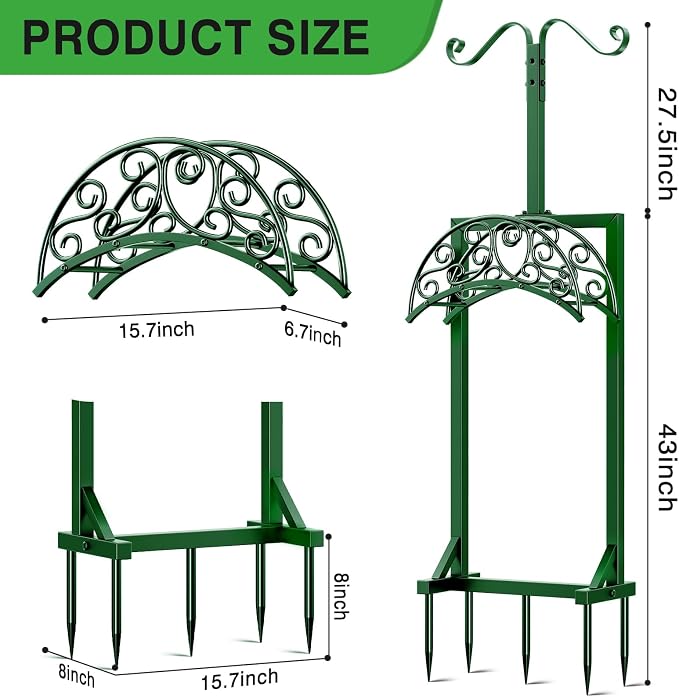 Garden Hose Holder - Upgraded Water Hose Holders for Outside with 5 Spikes & 2 Shepherds Hooks, Freestanding Hose Stand Hose Hanger Hose Storage Hose Reel Rack for Yard Lawn(Green)