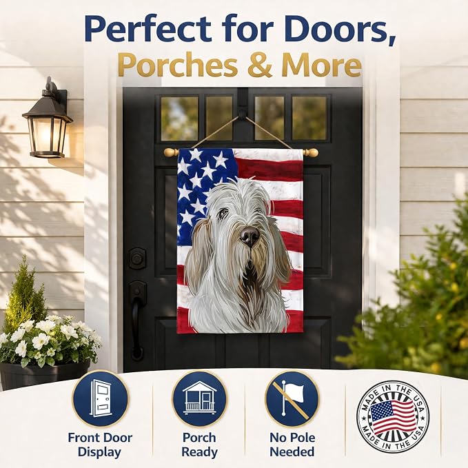 Caroline's Treasures CK6720CHF Spinone Italiano Dog American Flag House Flag Large Porch Sleeve Pole Decorative Outside Yard Banner Artwork Wall Hanging, Polyester, House Size, Multicolor