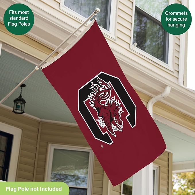 NCAA University of South Carolina Flag with Grommets, 3'x5' Outdoor College Flags & Banners for Garden Patio Indoor Wall Décor