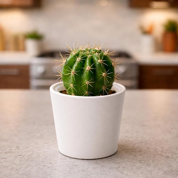Phoenix Vine 3.5 Inch Oatmeal Plastic Cachepot with Clear Nursery Pot, Decorative Lightweight Planter Cover with Transparent Inner Pot for Indoor Houseplants, Pack of 1, 24-A-G-1