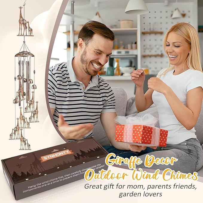Giraffe Wind Chimes for Outside,Gardening Gifts for Giraffe Lover,Women,Men,Mom,Birthday Party Decorations,Memorial Gifts,Wind Chimes Outdoors,Indoors,Room,Home,Wall,Garden,Patio,Yard Decor