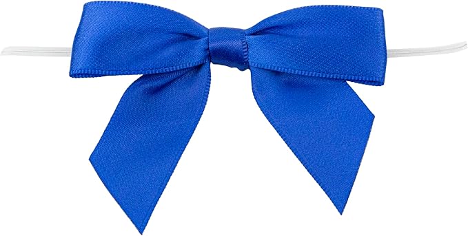 Reliant Ribbon 5170-05005-3X2 Satin Twist Tie Bows - Large Bows, 7/8 Inch X 100 Pieces, Royal