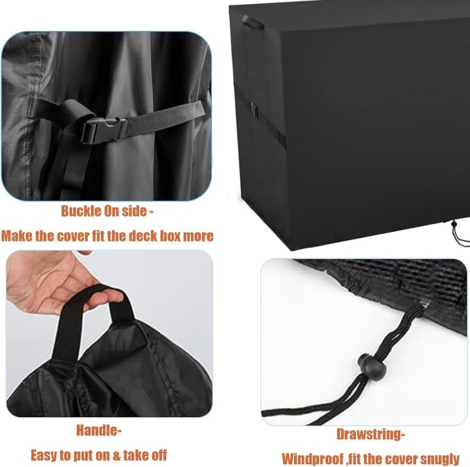 Outdoor Storage Box Cover,Waterproof Resin Storage Bin Cover Deck Box Covers-44"L x 19.5"W x 21.3"H