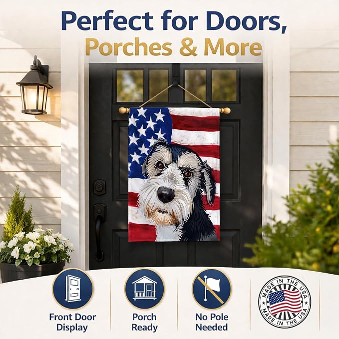 Caroline's Treasures CK6554CHF Griffon Nivernais Dog American Flag House Flag Large Porch Sleeve Pole Decorative Outside Yard Banner Artwork Wall Hanging, Polyester, House Size, Multicolor