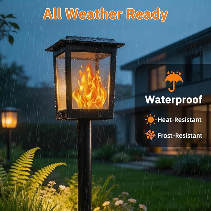 KYEKIO Large Size & Gen2 Flickering Flame Solar Torch Lights, 6Pack Solar Lights Outdoor Waterproof for Outdoor Decor, Garden Lights Solar Powered, Tiki Torches for Outside Pathway Patio Yard Decor