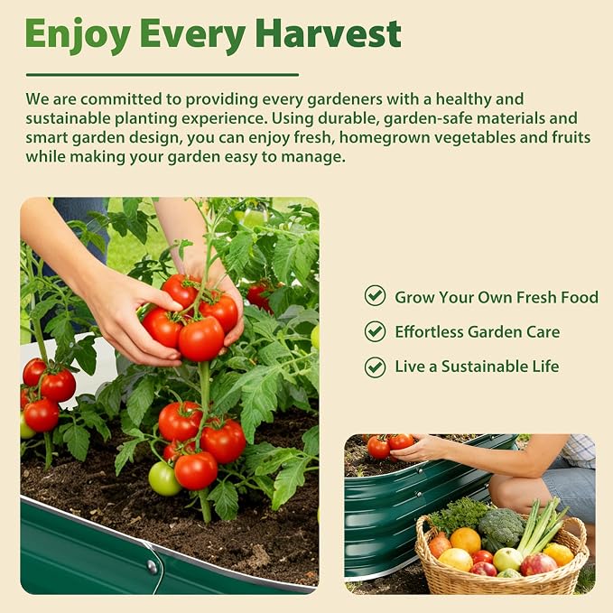 Square Galvanized Raised Garden Bed 4x4 ft – Easy Home Gardening Planter Box for Vegetables & Flowers,Herbs – 12" Heavy Duty Outdoor Gardening Bed with Easy Assembly (Green)