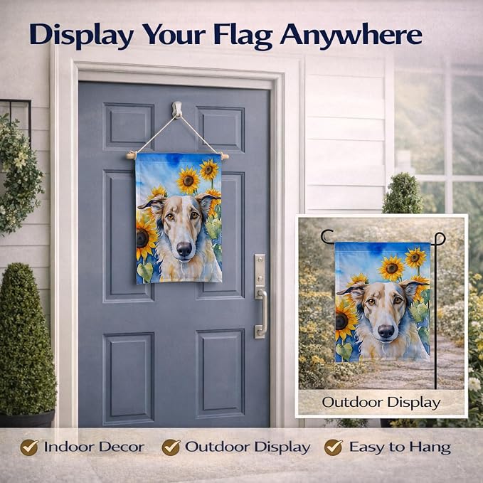 Caroline's Treasures DAC6035GF Borzoi in Sunflowers Garden Flag Mailbox Flag Decorative Yard Flag Banner Outside Patio Artwork Yard Flower Beds, Garden Size, Multicolor