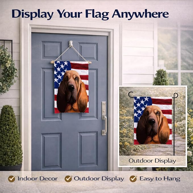 Caroline's Treasures CK6440GF Bloodhound Dog American Flag Garden Flag Mailbox Flag Decorative Yard Flag Banner Outside Patio Artwork Yard Flower Beds, Garden Size, Multicolor