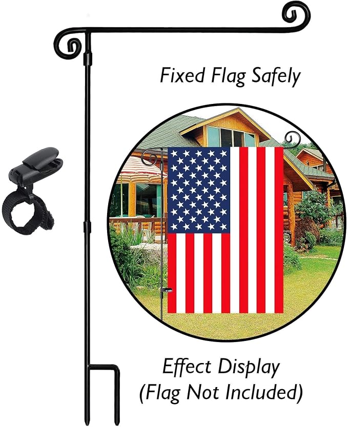 HOOSUN Garden Flag Stand,Sturdy Garden Flag Holder Pole for Outside House,Yard Flags Holder with one Tiger Clip,Yard Banner Pole for Holiday Flags Decorations Outdoor Lawn (2 Pack)