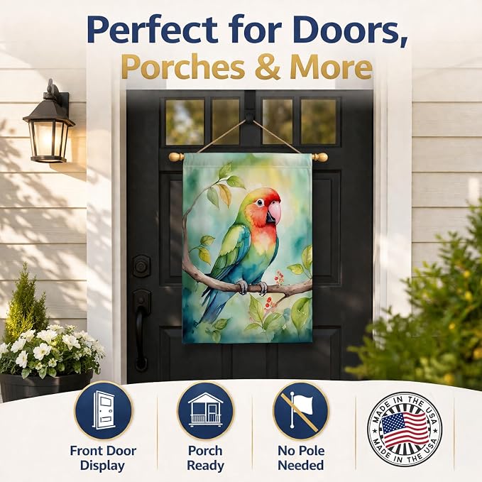 Caroline's Treasures Lovebird House Flag Large Porch Sleeve Pole Decorative Outside Yard Banner Artwork Wall Hanging, Polyester, House Size, Multicolor