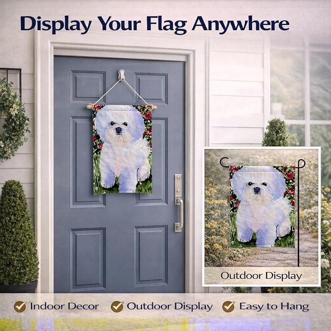 Caroline's Treasures SS8914GF Bichon Frise Garden Flag Mailbox Flag Decorative Yard Flag Banner Outside Patio Artwork Yard Flower Beds, Garden Size, Multicolor