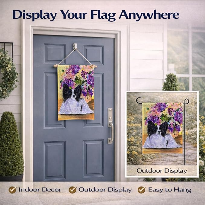 Caroline's Treasures SS8288GF Papillon Garden Flag Mailbox Flag Decorative Yard Flag Banner Outside Patio Artwork Yard Flower Beds, Garden Size, Multicolor