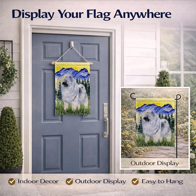 Caroline's Treasures SS8323GF Keeshond Garden Flag Mailbox Flag Decorative Yard Flag Banner Outside Patio Artwork Yard Flower Beds, Garden Size, Multicolor