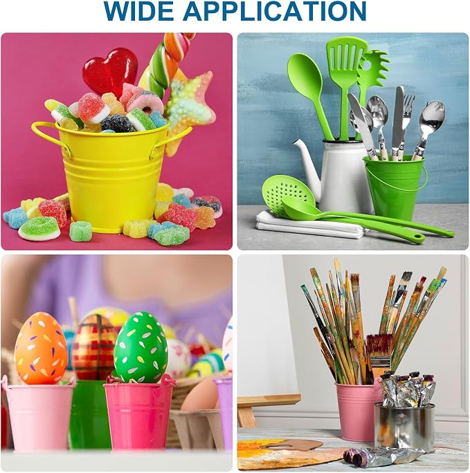PATIKIL 2.7"x2.3" Small Metal Buckets with Handle, 12 Pcs Mini Galvanized Bucket Colorful Easter Buckets for Crafts Party Favors Decoration, Silver