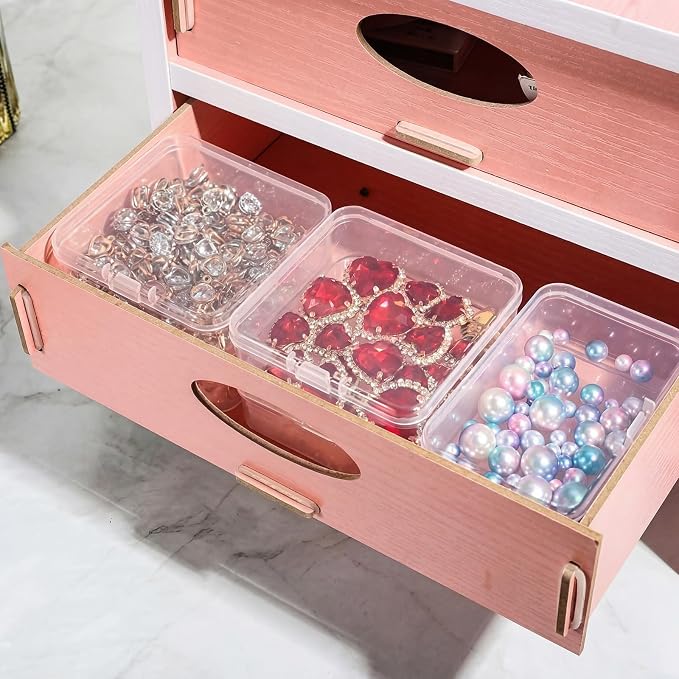 SATINIOR 500 Pcs Clear Plastic Beads Storage Containers Box Small Clear Boxes with Hinged Lid Plastic Arts Case Mini Square Crafts Storage Organizers for Small Items (1.7 × 1.7 × 0.8 Inch)
