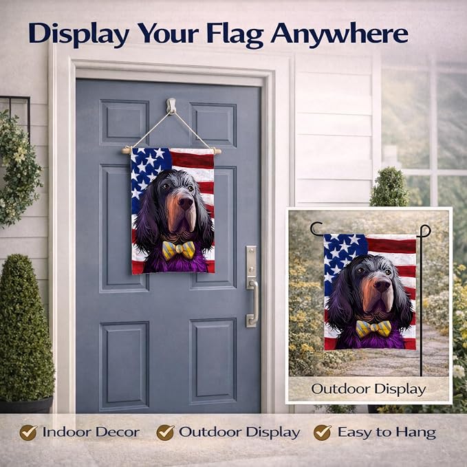 Caroline's Treasures CK6543GF Gordon Setter Dog American Flag Garden Flag Mailbox Flag Decorative Yard Flag Banner Outside Patio Artwork Yard Flower Beds, Garden Size, Multicolor