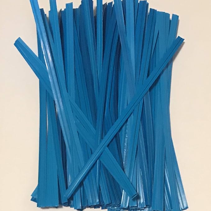 2000 Twist Ties 7" Length Plastic Coated Pater No Rip Cellophane Assorted Colors (Blue)