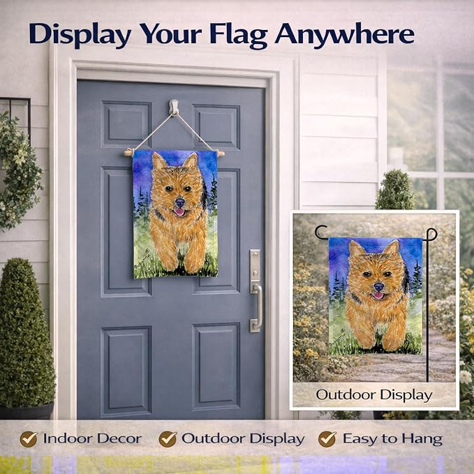 Caroline's Treasures SS8993GF Norwich Terrier Garden Flag Mailbox Flag Decorative Yard Flag Banner Outside Patio Artwork Yard Flower Beds, Garden Size, Multicolor