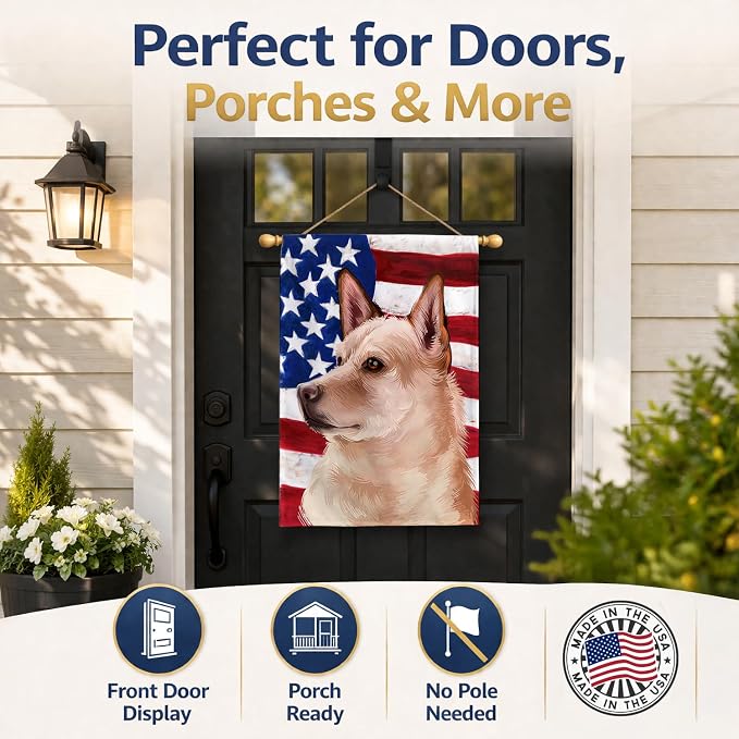 Caroline's Treasures CK6472CHF Canaan Dog American Flag House Flag Large Porch Sleeve Pole Decorative Outside Yard Banner Artwork Wall Hanging, Polyester, House Size, Multicolor