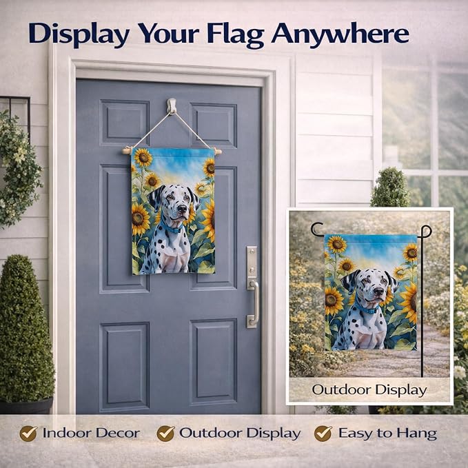 Caroline's Treasures DAC6067GF Dalmatian in Sunflowers Garden Flag Mailbox Flag Decorative Yard Flag Banner Outside Patio Artwork Yard Flower Beds, Garden Size, Multicolor