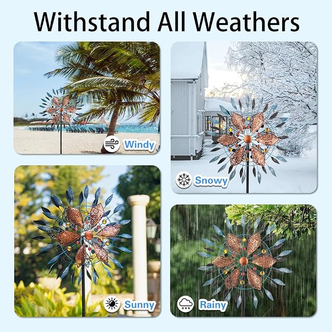 Stargarden Large Wind Spinners Outdoor, 23 Inch Metal Wind Spinner | Double Kinetic Wind Sculptures & Spinners, Waterproof Pinwheels Outdoor Decoration for Patio, Lawn, Garden, Porch Decor