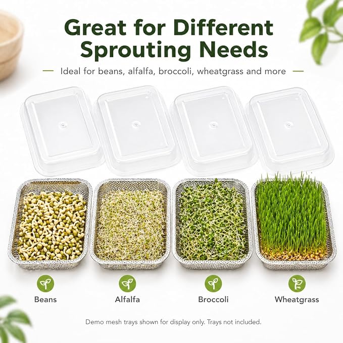 Sprouts Growing Acrylic lid for 4-Tier 12.4 inch Trays, Microgreens Growing lid, Seed Sprouting Sprouts for Beans Alfalfa Broccoli Wheat Grass