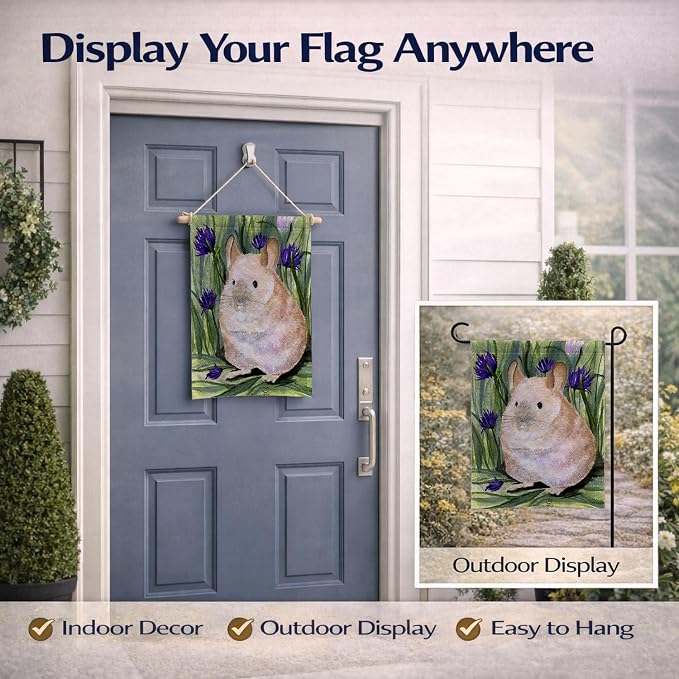 Caroline's Treasures SS8206GF Chinchilla Garden Flag Mailbox Flag Decorative Yard Flag Banner Outside Patio Artwork Yard Flower Beds, Garden Size, Multicolor