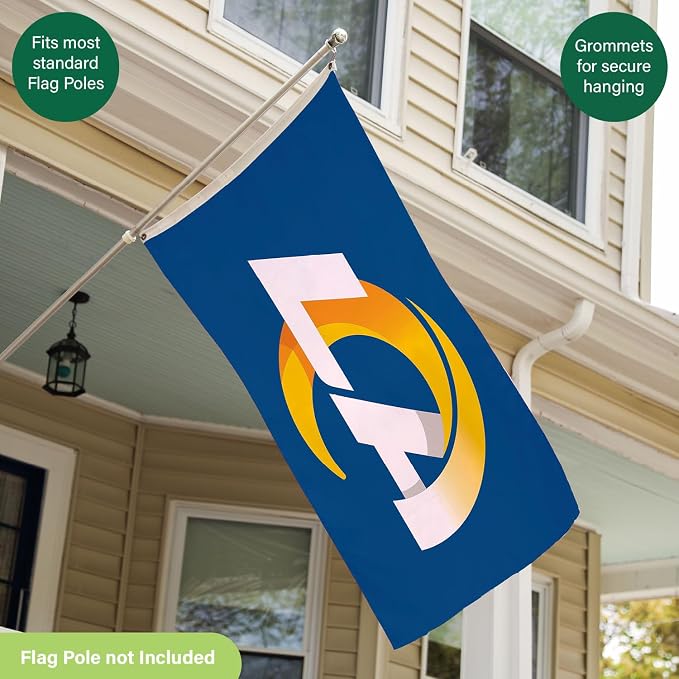 Team Sports America NFL Los Angeles Rams 3 x 5 Outdoor Durable House Flag with Grommets | Sport Team Flag & Banner | Indoor Wall Decor Flag for Room | Works with Flag Poles for Outside House