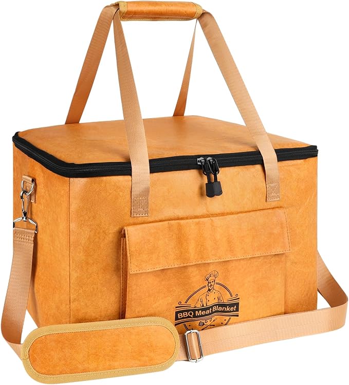 BBQ Blanket for Resting Meat, Insulated Meat Resting Bag for Brisket, Pork Shoulder & Turkey, Reusable BBQ Resting Bag for Smoker and Grilling, 16 x 10 x 10 Inch, Yellow