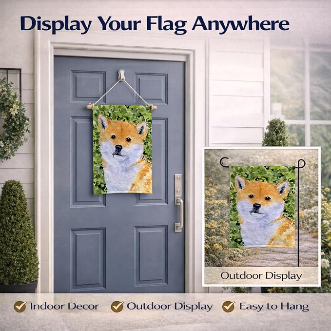 Caroline's Treasures SS8719GF Shiba Inu Garden Flag Mailbox Flag Decorative Yard Flag Banner Outside Patio Artwork Yard Flower Beds, Garden Size, Multicolor