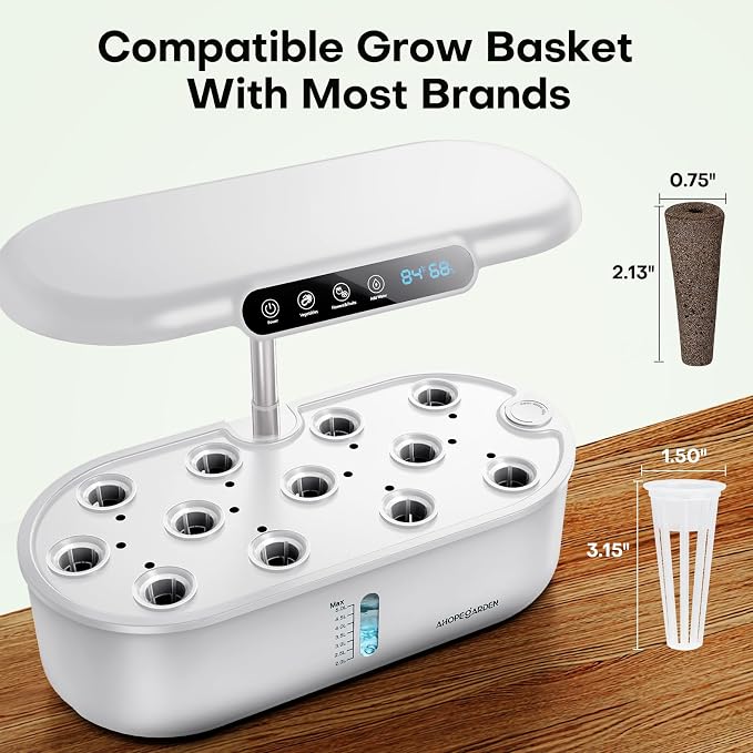 Ahopegarden Hydroponics Growing System: 12 Pods with Smart Env.Detection | Indoor Herb Garden with Full Spectrum LED Grow Light for Growing Vegetables, Herbs and Lettuce - Healthy-Living Enthusiasts