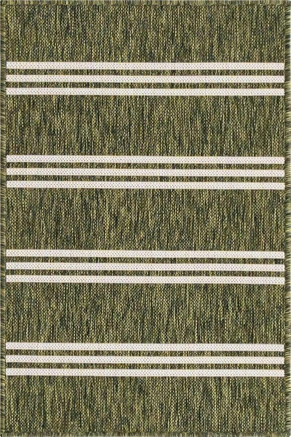 Unique Loom Outdoor Collection Area Rug - Anguilla (2' 2" x 3' 1" Rectangle, Green/ Ivory)