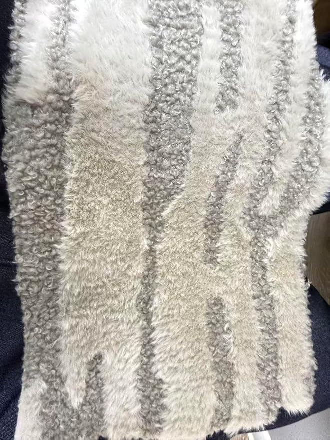 Textured High-Low Striped Grey Area Rug for Living Room Bedroom, Modern, Wabi-Sabi, Minimalist, Japandi, Neutral, Washable Soft Cozy 6 * 8 feet