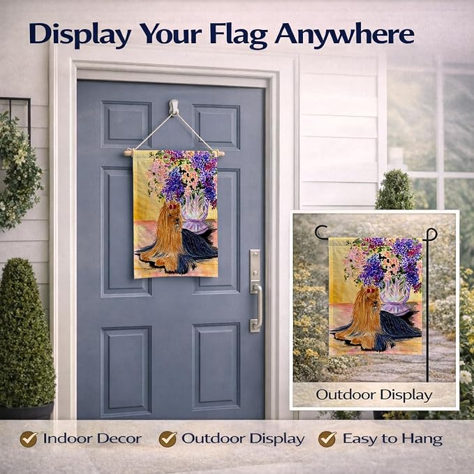 Caroline's Treasures SS8304GF Yorkie Garden Flag Mailbox Flag Decorative Yard Flag Banner Outside Patio Artwork Yard Flower Beds, Garden Size, Multicolor