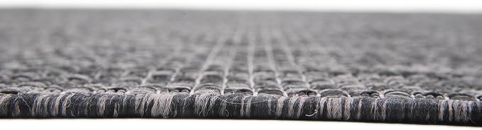 Unique Loom Collection Casual Transitional Solid Heathered Indoor/Outdoor Flatweave Area Rug (8' x 11' 4" Rectangle, Black/Ivory)