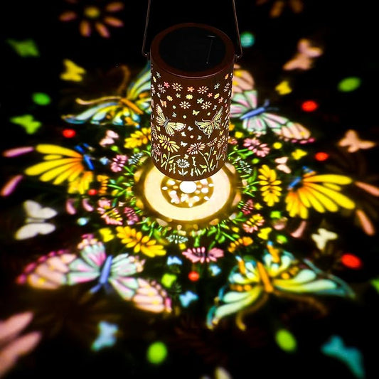 Solar Lanterns Outdoor Waterproof Butterfly Garden Decor Gifts for Women Mom Grandma, Colorful Hanging Solar Lights Metal Garden Decoration Outside for Yard, Patio, Backyard, Porch