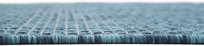 Unique Loom Outdoor Solid Collection Area Rug (4' 1" x 6' 1" Rectangle Teal/Navy Blue)