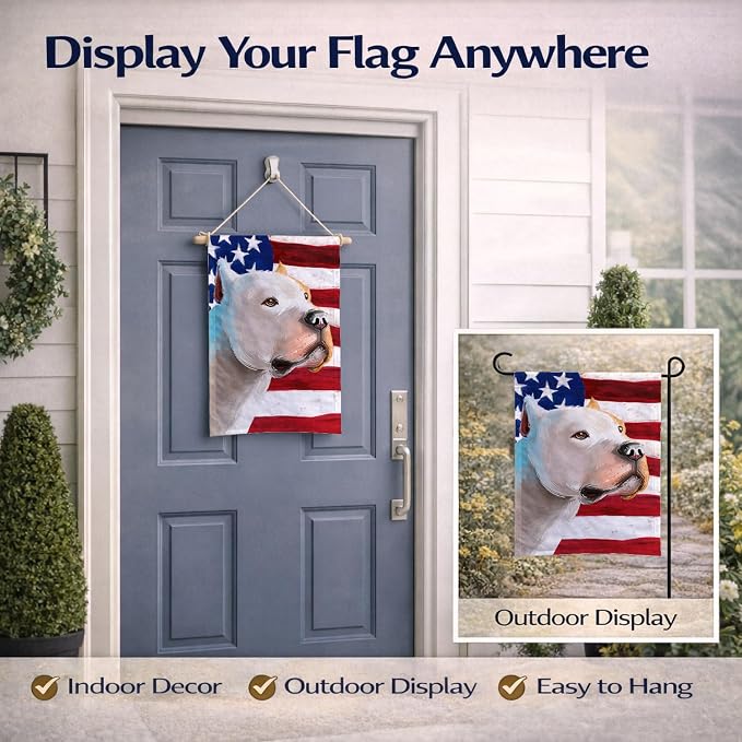 Caroline's Treasures CK6459GF Brazilian Dogo American Flag Garden Flag Mailbox Flag Decorative Yard Flag Banner Outside Patio Artwork Yard Flower Beds, Garden Size, Multicolor