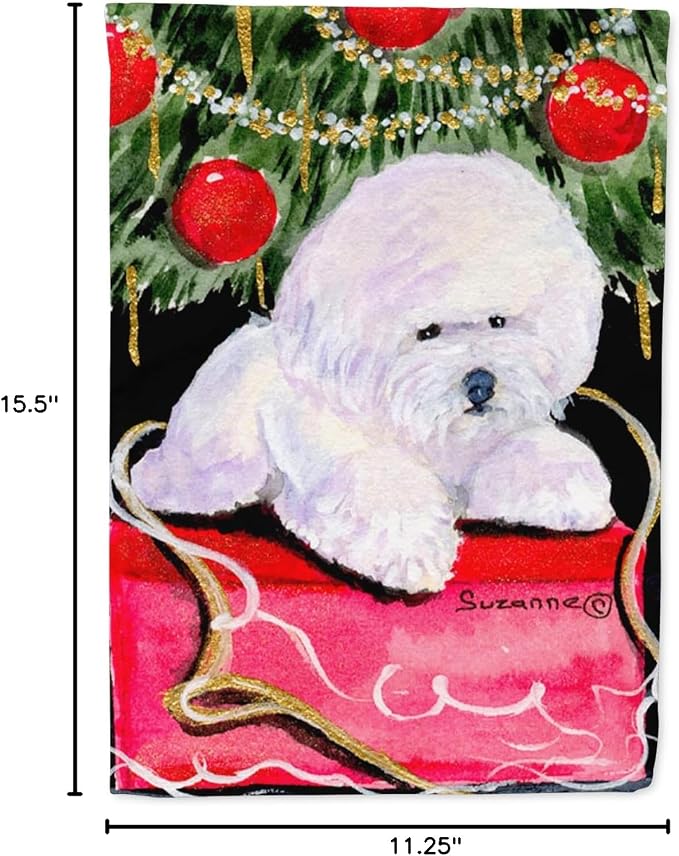 Caroline's Treasures SS8957GF Christmas Tree with Bichon Frise Garden Flag Mailbox Flag Decorative Yard Flag Banner Outside Patio Artwork Yard Flower Beds, Garden Size, Multicolor