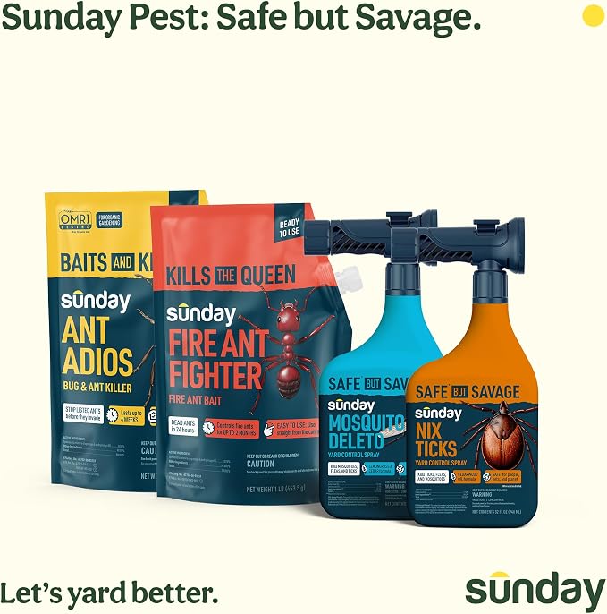 Sunday Mosquito Deleto - Mosquito Repellent & Bug Control Spray - Concentrated Lemongrass & Cedar Oils -for Mosquitoes, Fleas, & Ticks- Lasts up to 4 Weeks - Hose-On Sprayer, 32 Fl Oz, 2-Pack
