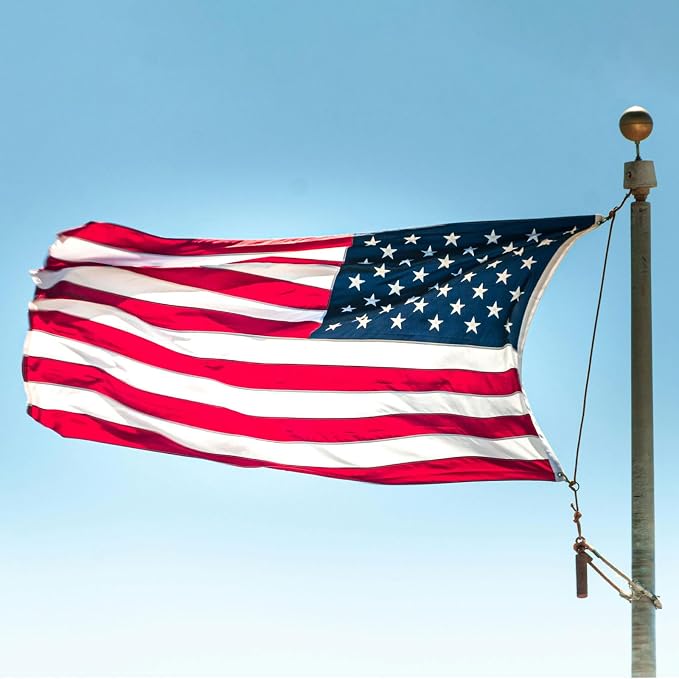 American Flag 8x12 FT for Outside - TearProof & Fade-Resistant USA Flag | UV & Weather-Resistant Spun Polyester US Flag with Embroidered Stars & Brass Grommets, Perfect for High Winds & 4th of July