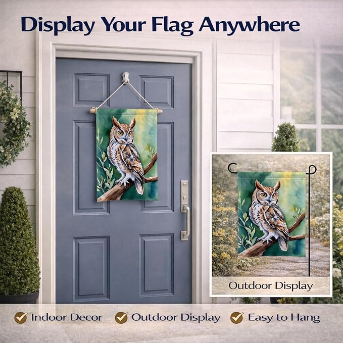 Caroline's Treasures Western Screech Owl Garden Flag Mailbox Flag Decorative Yard Flag Banner Outside Patio Artwork Yard Flower Beds, Garden Size, Multicolor