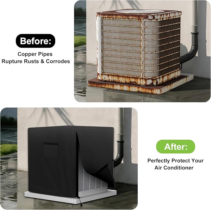 Central Air Conditioner Cover for Outside Units, AC Covers for Outside,Waterproof & Windproof Outdoor AC Units Cover, Black (36''x36''x40'')