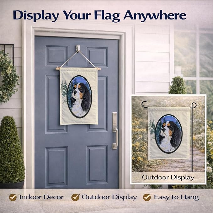 Caroline's Treasures SS8036GF Cavalier Spaniel Garden Flag Mailbox Flag Decorative Yard Flag Banner Outside Patio Artwork Yard Flower Beds, Garden Size, Multicolor