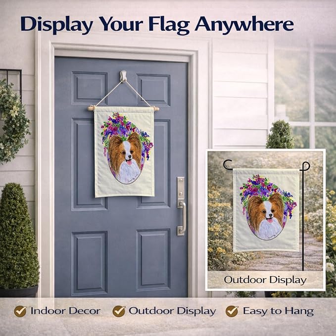 Caroline's Treasures SS8074GF Papillon Garden Flag Mailbox Flag Decorative Yard Flag Banner Outside Patio Artwork Yard Flower Beds, Garden Size, Multicolor