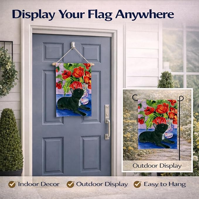 Caroline's Treasures SS8308GF French Bulldog Garden Flag Mailbox Flag Decorative Yard Flag Banner Outside Patio Artwork Yard Flower Beds, Garden Size, Multicolor
