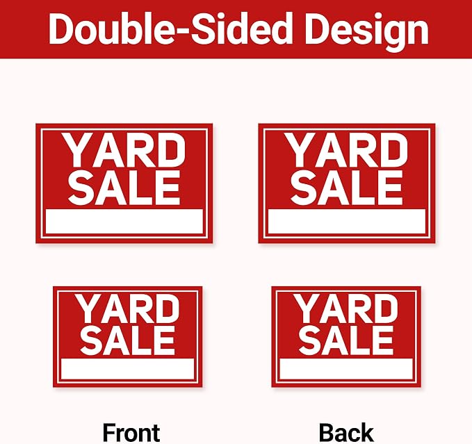 6 Pcs Yard Sale Signs with Stakes, 2-Pack Extra-Large Yard Signs 24" x 16" and 4-Pack Large Sign 17" x 12", Double-Sided Waterproof Business Signage for Yard Sale Kit and Supplies
