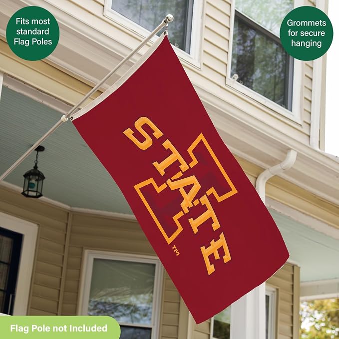 NCAA Iowa State University Flag with Grommets, 3'x5' ISU Cyclones Outdoor College Flags & Banners for Garden Patio Indoor Wall Décor